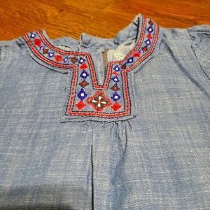 Embroidered Denim Dress